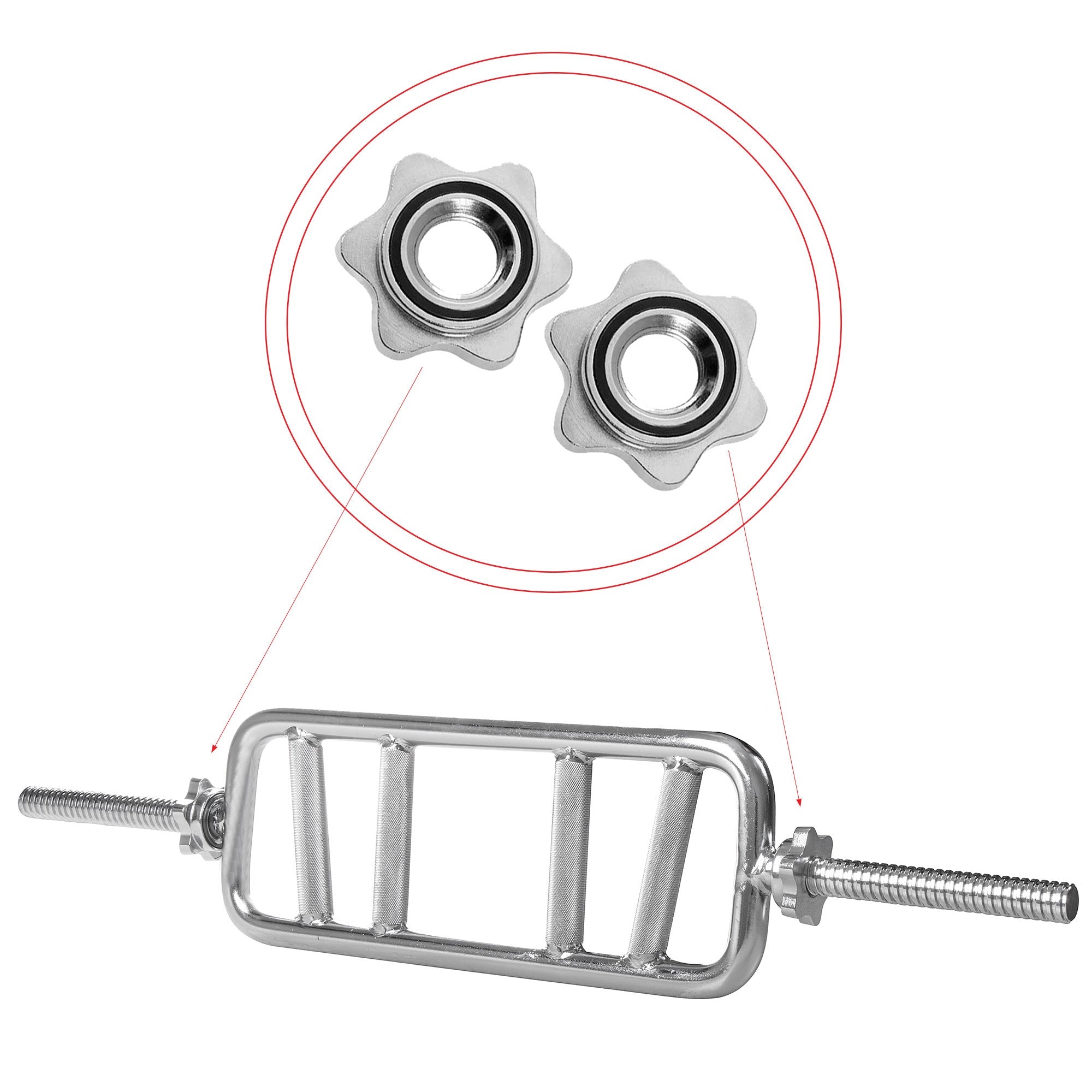 Korte Halterstang | Triceps Trainer | Chroomstaal | 87 cm | 7.6KG