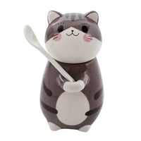 Katten Keramiek Mok met lepel en deksel - Leuk & Creatief