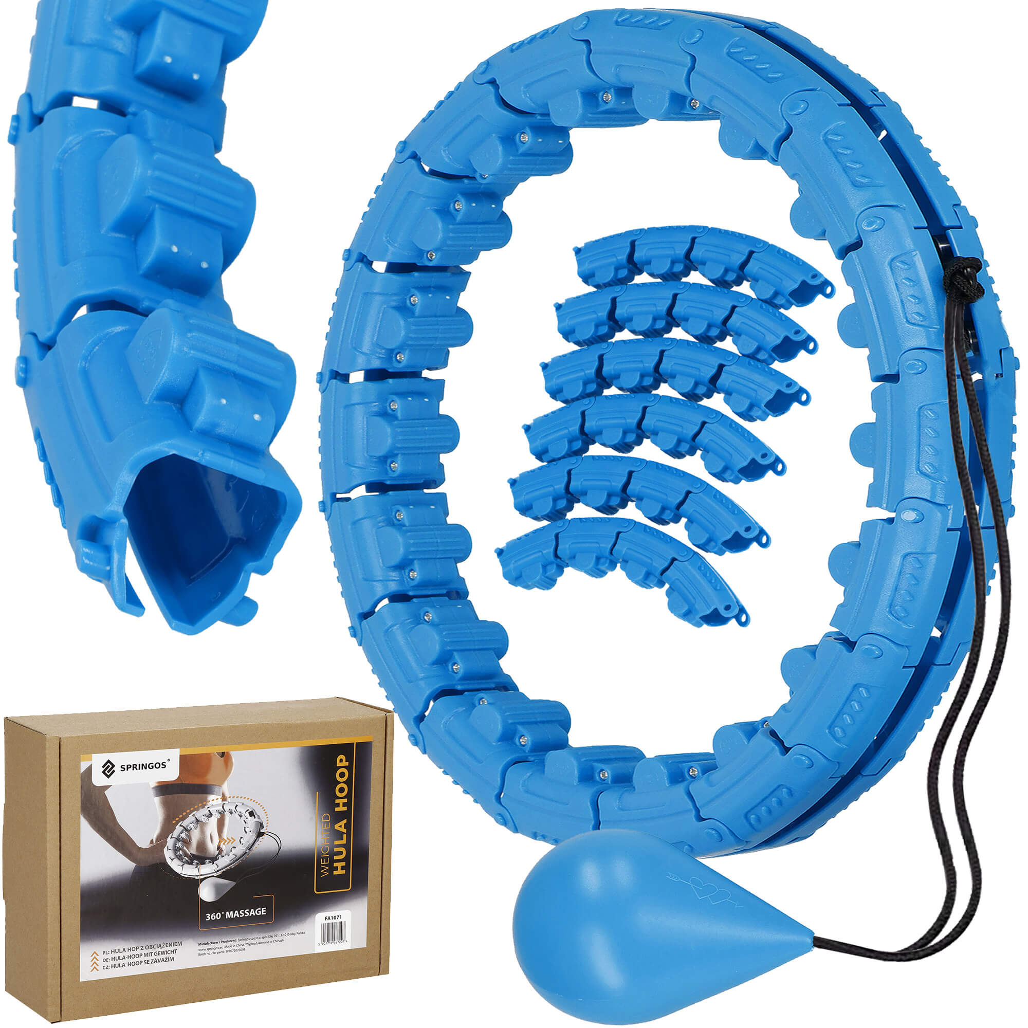 Hoelahoep - Hoepel - Fitness - Verstelbaar - Cardiotraining - Massage - Blauw