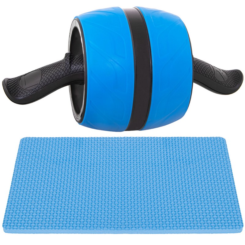 Buikspierwiel | Inclusief Kniemat | Blauw/Zwart