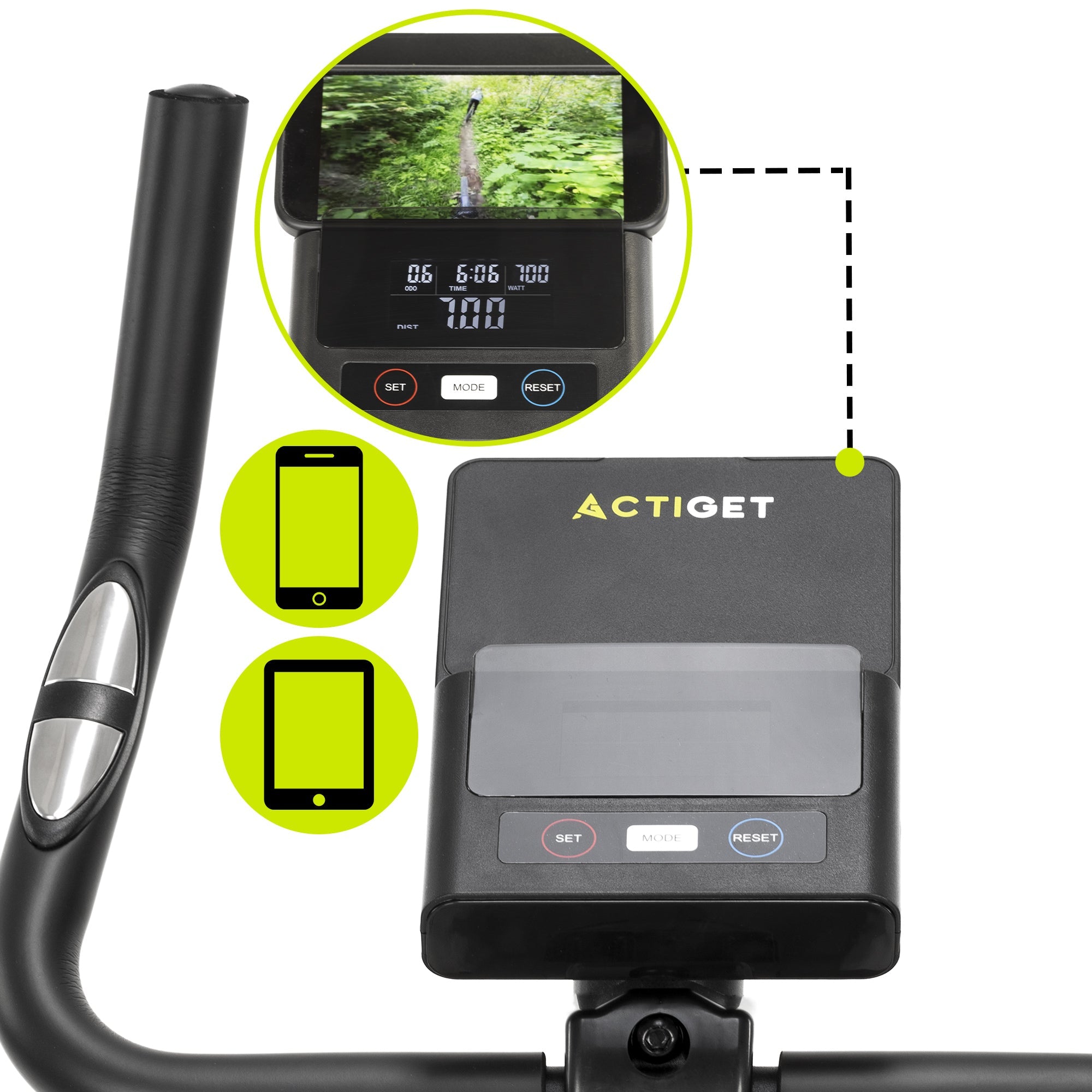 Hometrainer - 8 Weerstandsniveaus - Inclusief Hartslagmeter, Display, Telefoonhouder, Transportwielen - Max 130 KG