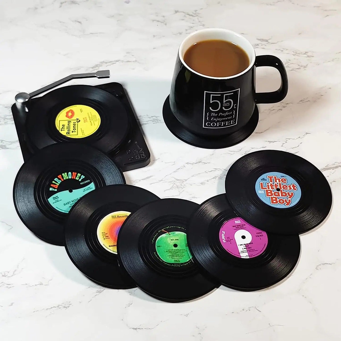 Retro Vinylplaat Drankonderzetters