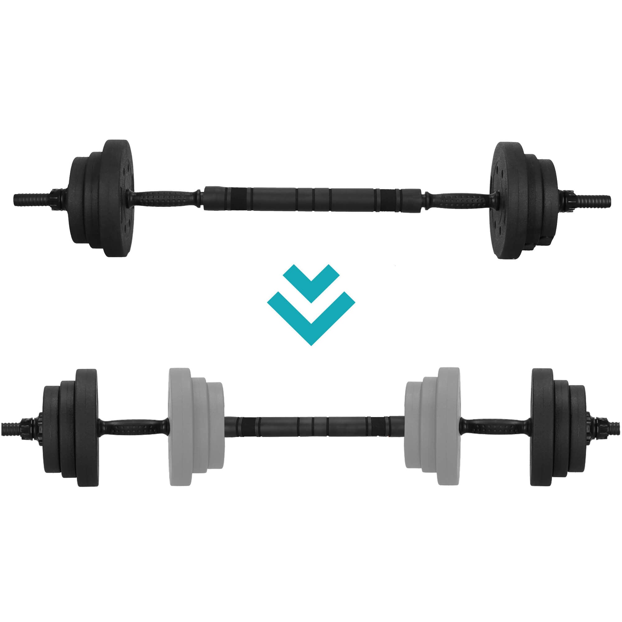 Dumbellset - 20 KG - Halter Verlengstuk - Verstelbaar - Complete Set - Thuis Sporten - Zwart