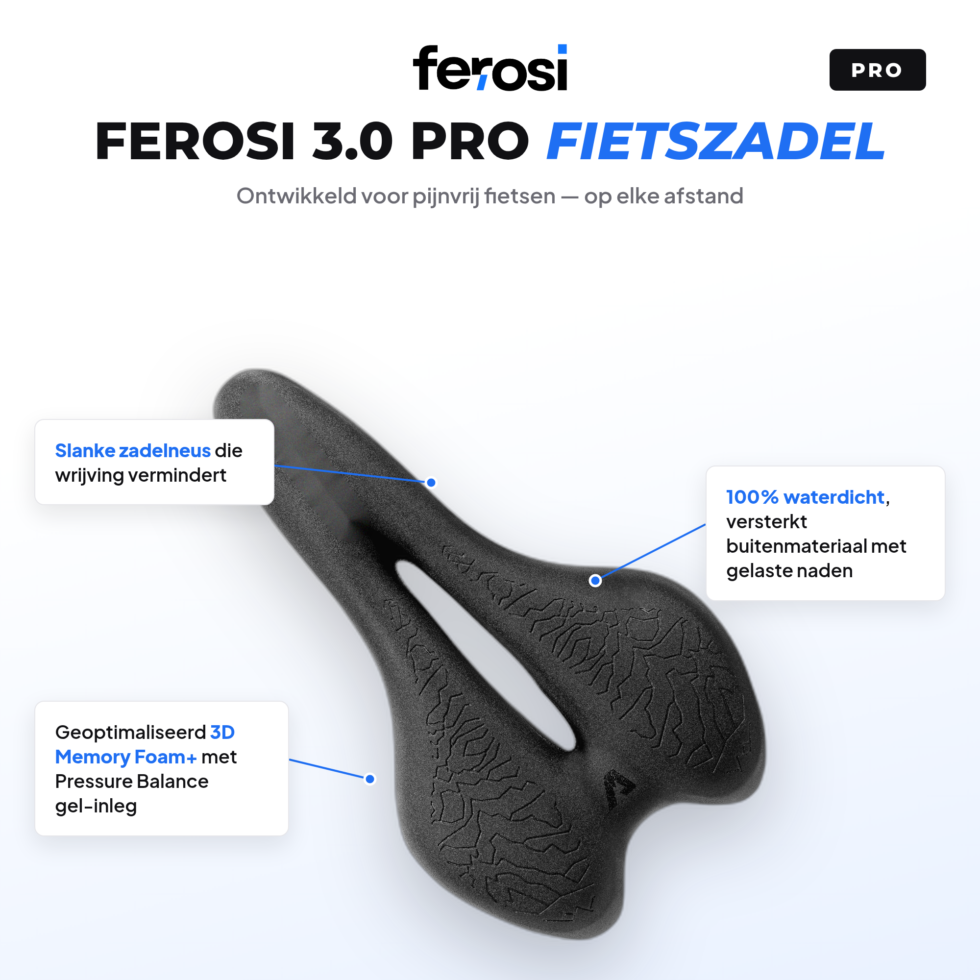 3D Memory Foam+ en gel-inleg van het Ferosi zadel