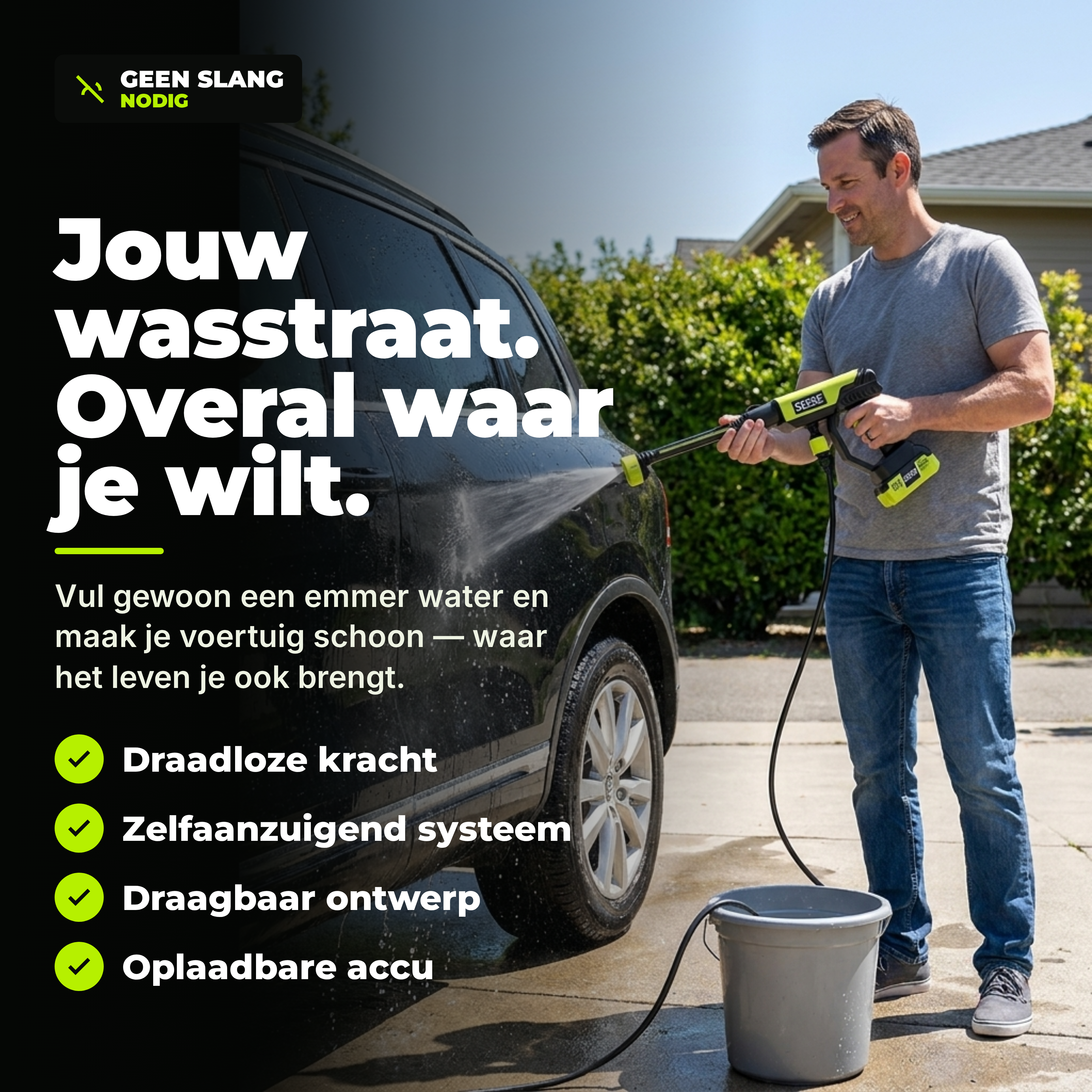 Seese Draadloze Hogedrukreiniger | incl. 2 Accu's & Foam Cannon