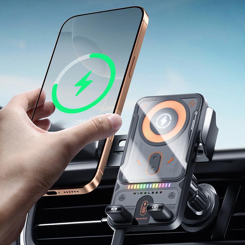✨Slimme 2-in-1 Auto Telefoonhouder - Automatische rotatie en draadloze oplading