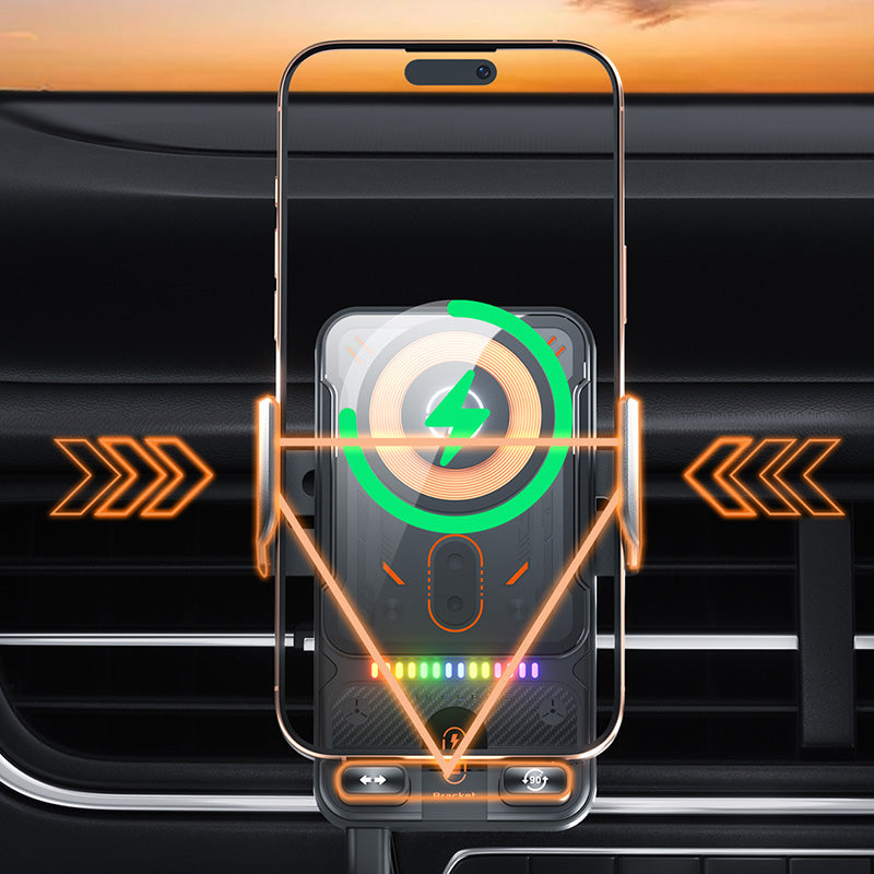 ✨Slimme 2-in-1 Auto Telefoonhouder - Automatische rotatie en draadloze oplading